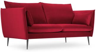 Micadoni 2-Sitzer Samtstoff Sofa Agate | Bezug Red | Beinfarbe Black Metal