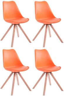 4er Set Stühle Toulouse Kunstleder Natura Square orange