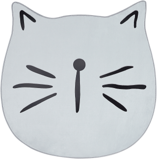Kinderteppich grau ⌀ 100 cm Katzenmotiv Kurzflor KITTY