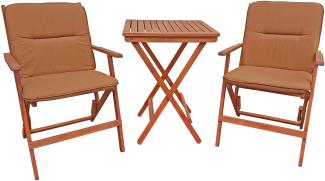Set Tisch mit 2 Stühlen Gartenstühle 10-210-2T-braun
