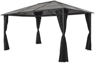 Gartenpavillon mit Vorhang Aluminium 4×3×2,6 m Schwarz