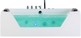 Whirlpool Badewanne weiß LED Unterwasserbeleuchtung 162 x 76 cm SAMANA