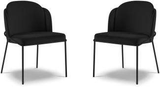 Micadoni 2er Set Stühle Limmen | Bezug Black | Beinfarbe Black Metal Frame