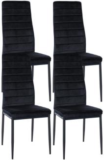 4er Set Esszimmerstühle Mayfair Samt (Farbe: schwarz)