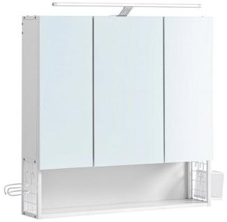 VASAGLE Spiegelschrank Badezimmerschrank mit Beleuchtung, Kabel