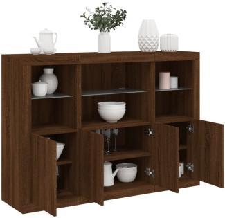 vidaXL Sideboards mit LED-Leuchten 3 Stk. Braun Eichen-Optik