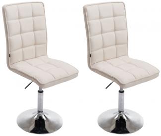 CLP 2er Set Esszimmerstühle Peking V2 mit hochwertiger Polsterung und Stoffbezug I höhenverstellbare Lehnstühle, Farbe:Creme