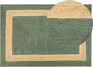 Teppich Jute grün beige 160 x 230 cm geometrisches Muster Kurzflor KARAKUYU