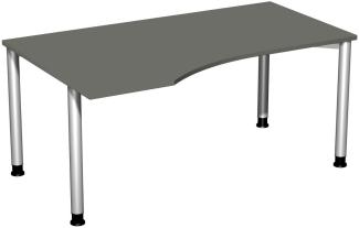 PC-Schreibtisch links, höhenverstellbar, 160x100cm, Graphit / Silber
