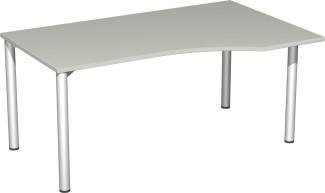 PC-Schreibtisch '4 Fuß Flex' rechts, 160x100cm, Lichtgrau / Silber