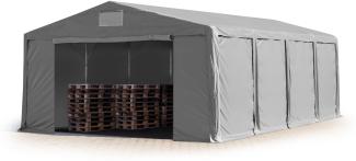 Lagerzelt 8x8 m Zelthalle Industriezelt mit 3m Seitenhöhe PVC Plane 850 N grau 100% wasserdicht Ganzjahreszelt mit Reißverschlusstor