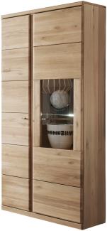 Vitrinenschrank Teilmassiv Ianisha 90x203x41 Vitrine Wildeiche Bianco geölt 20116