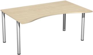 Schreibtisch '4 Fuß Flex', feste Höhe 160x100cm Ahorn / Silber