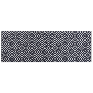 Teppich schwarz weiß 70 x 200 cm geometrisches Muster Kurzflor KARUNGAL