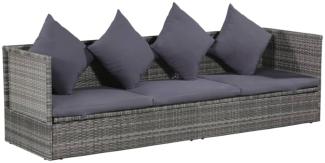 Garten-Sofabett 200x60 cm Poly Rattan Grau