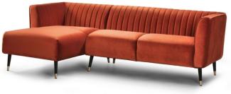 Casa Padrino Luxus Ecksofa Orange / Schwarz / Messingfarben 250 x 150 x H. 87 cm - Modernes Wohnzimmer Sofa - Moderne Wohnzimmer Möbel - Luxus Kollektion