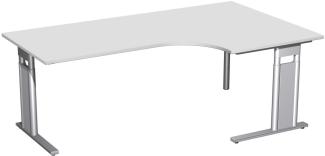 PC-Schreibtisch 'C Fuß Pro' rechts, höhenverstellbar, 200x120cm, Lichtgrau / Silber