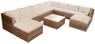BRAST Gartenmöbel Lounge Sofa Couch Set Freedom Braun Poly-Rattan für 9 Personen