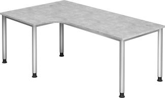 bümö® Schreibtisch H-Serie höhenverstellbar, Tischplatte 200 x 120 cm in Beton, Gestell in silber