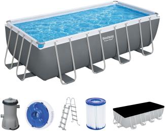 Power Steel™ Frame Pool Komplett-Set mit Filterpumpe 488 x 244 x 122 cm, grau, eckig