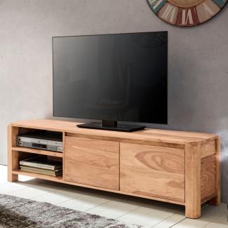 KADIMA DESIGN Lowboard TEKO - Massives holz TV-Board mit viel Stauraum und einzigartiger Maserung. Farbe: Beige