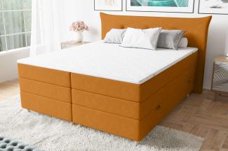 99rooms Zeus Boxspringbett 180x200 cm Velours SORO Orange Taschen-Federung