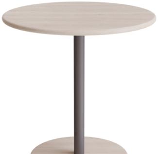 Tisch Donut Ø700 mm Höhe 720 mm weiß pigmentierte Esche auf grauem Gestell