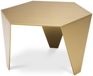 Casa Padrino Luxus Beistelltisch Messingfarben 57,5 x 50 x H. 34,5 cm - 6 Eckiger Edelstahl Tisch - Luxus Wohnzimmer Möbel - Luxus Qualität