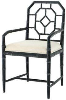 Casa Padrino Luxus Esszimmer Stuhl mit Armlehne Schwarz - Limited Edition