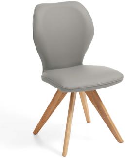 Niehoff Sitzmöbel Colorado Trend-Line Design-Stuhl Wildeiche/Leder - 180° drehbar Napoli lichtgrau