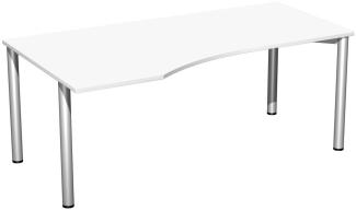 PC-Schreibtisch '4 Fuß Flex' links, feste Höhe 180x100x72cm, Weiß / Silber