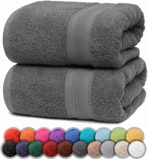 NatureMark 2er Pack DUSCHTÜCHER Premium Qualität 70x140cm DUSCHTUCH Dusch-Handtuch Doppelpack Farbe: Anthrazit grau