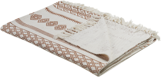 Decke Baumwolle beige braun 130 x 180 cm orientalisches Muster JORHAT