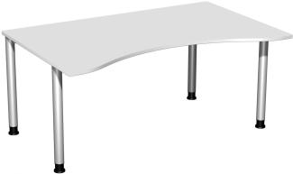 Schreibtisch '4 Fuß Flex' höhenverstellbar, 160x100cm, Lichtgrau / Silber