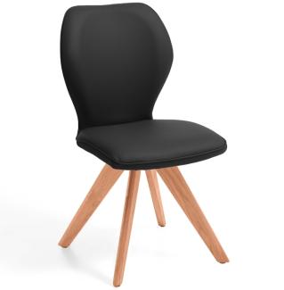 Niehoff Sitzmöbel Colorado Trend-Line Design-Stuhl Kernbuche/Leder - 180° drehbar Napoli schwarz