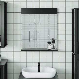vidaXL Badspiegel mit Ablage BERG Schwarz 60x12x70 cm Massivholz