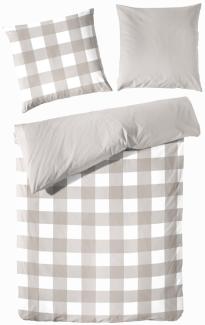 Traumhaft gut schlafen – Perkal-Bettwäsche, 2-teilig, mit Karo-Muster, versch. Farben und Größen : 80 x 80 cm, 155 x 220 cm : Taupe