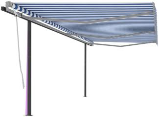 vidaXL Markise Manuell Einziehbar mit Pfosten 6x3 m Blau und Weiß