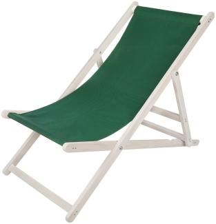 Strandliege Holz Weiß Liegestuhl Gartenliege Sonnenliege Strandstuhl - klappbar - Grün