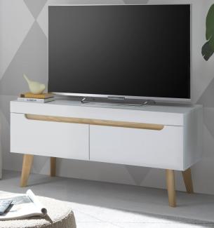 TV-Lowboard Isgard in weiß und Eiche 107 cm