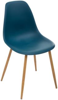 Stuhl, Marineblau, Füße in Eiche - Atmosphera