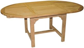 Premium Teak Ausziehtisch oval Tisch Gartentisch Teakmöbel ausziehbar 180 cm