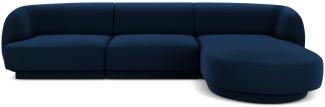 Micadoni 4-Sitzer Samtstoff Ecke rechts Sofa Miley | Bezug Royal Blue | Beinfarbe Black Plastic