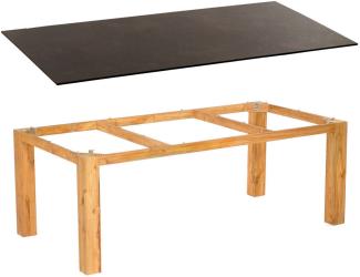 Sonnenpartner Gartentisch Base 200x100 cm Teakholz natur Tischsystem Tischplatte Compact HPL Keramikoptik 80050517