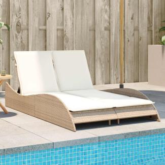 vidaXL Sonnenliege mit Auflagen Beige 114x205x73 cm Poly Rattan 368291