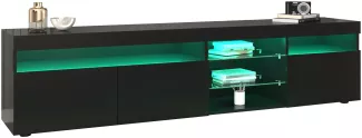 Merax Schwarz moderner TV-Schrank, helles Panel, variable LED-Beleuchtung, Wohn- und Esszimmer 180cm