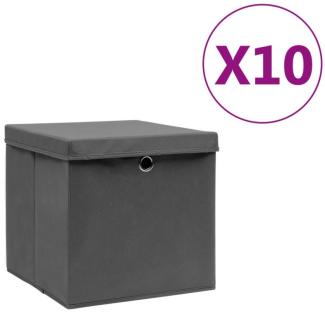 Aufbewahrungsboxen mit Deckeln 10 Stk. 28x28x28 cm Grau