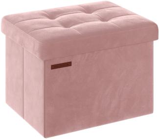 SONGMICS Sitzbank mit Stauraum, klappbare Sitztruhe, Aufbewahrungsbox mit Deckel, Fußbank, 31 x 41 x 31 cm, bis 130 kg belastbar, für Flur, Wohnzimmer, Schlafzimmer, pastellrosa LSF200R01