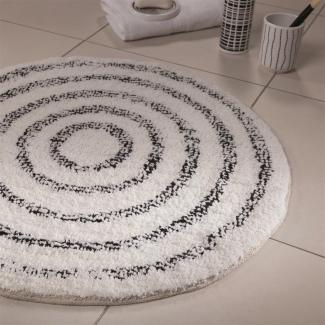 Spirella Badteppich Badematte Duschvorleger Baumwolle Hochflor | flauschig | rutschhemmend | geeignet für Fußbodenheizung | 60 cm Rund | Weiß