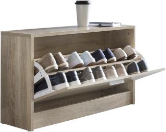 KADIMA DESIGN Holz Schuhkipper Bank mit Ablagefach und 2 Unterfächern für ordentlich strukturierte Flure - Platzsparende Lösung. Farbe: Beige